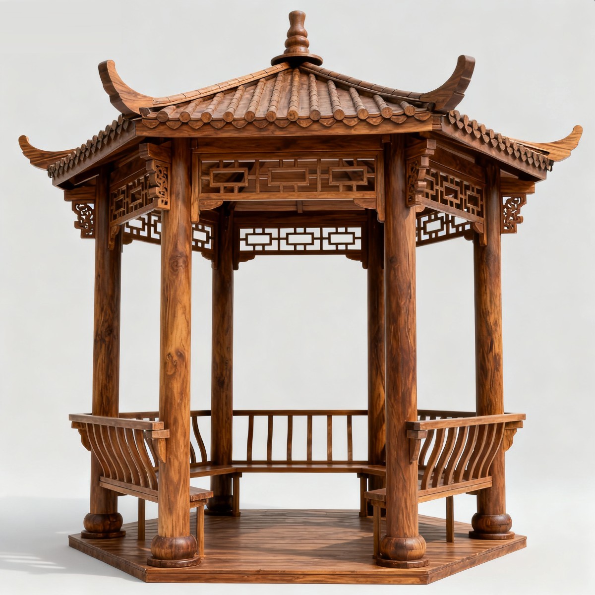 湖南中式风格防腐木凉亭,实木凉亭,木亭